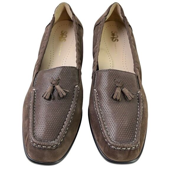 Sas Hope USA Made Brown Nubuck Leather Square Toe Flats Slip On Loafers 9.5 N - Picture 6 of 16